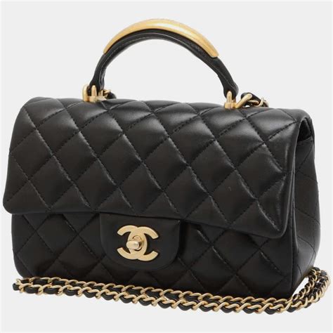 chanel black lambskin top handle mini flap bag|chanel mini flap bag rectangular.